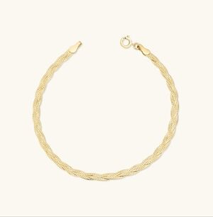 10K Solid Gold Braided Herringbone Bracelet